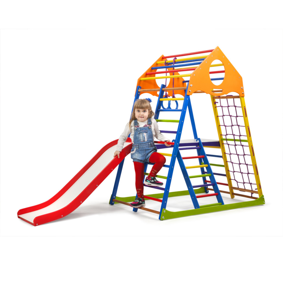 Дитячий спортивний комплекс SportBaby KindWood Color Plus 2 з кільцями