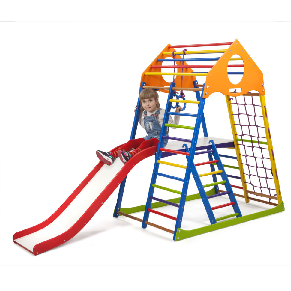 Дитячий спортивний комплекс SportBaby KindWood Color Plus 2 з кільцями