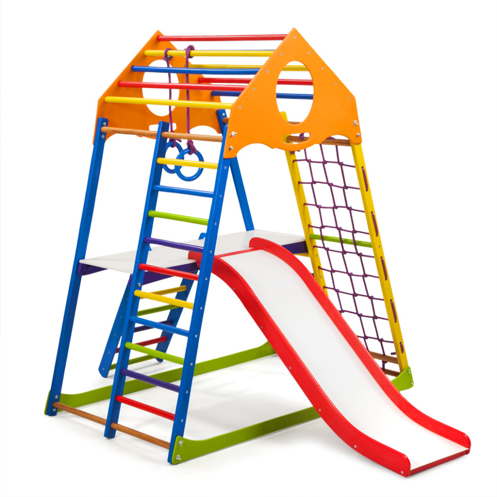 Дитячий спортивний комплекс SportBaby KindWood Color Plus 2 з кільцями