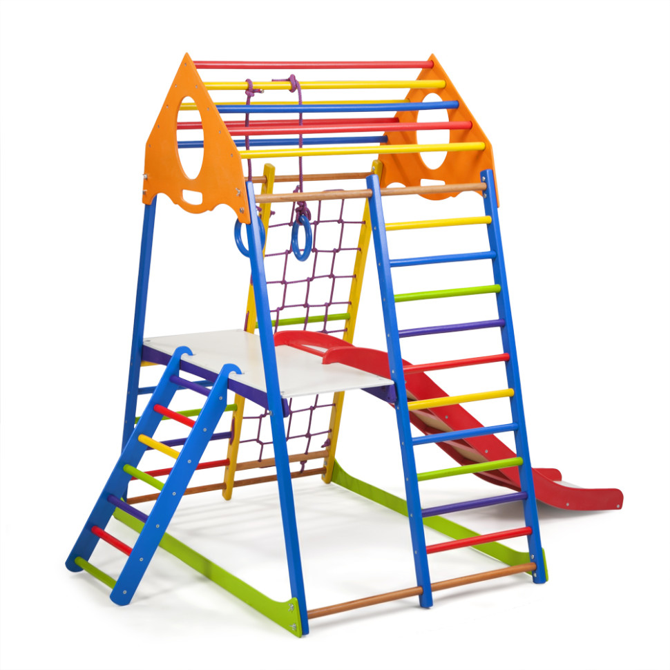 Дитячий спортивний комплекс SportBaby KindWood Color Plus 2 з кільцями