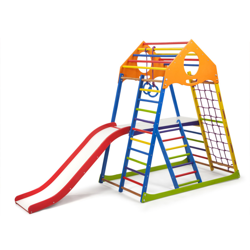 Дитячий спортивний комплекс SportBaby KindWood Color Plus 2 з кільцями