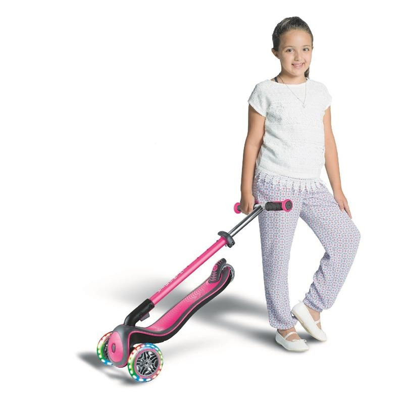 Самокат триколісний ELITE DELUXE GLOBBER 444-410 рожевий, колеса з підсвіткою, до 50 кг