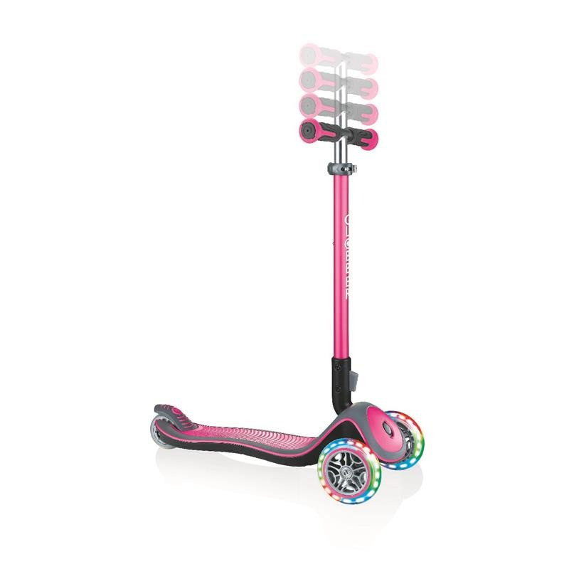 Самокат триколісний ELITE DELUXE GLOBBER 444-410 рожевий, колеса з підсвіткою, до 50 кг
