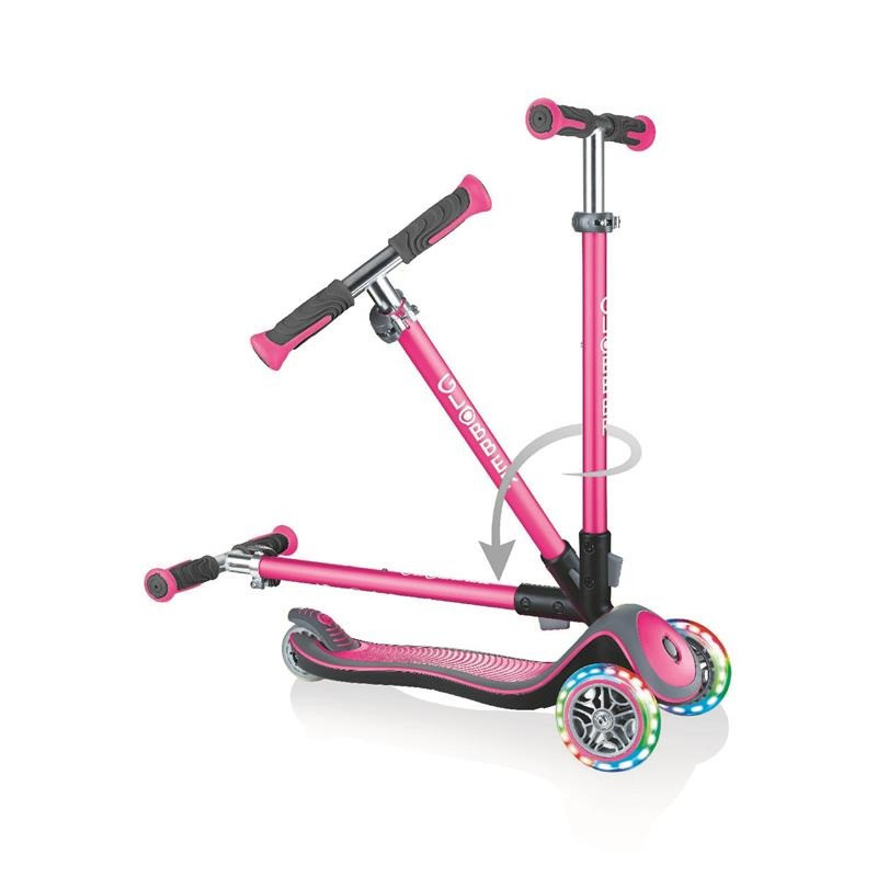Самокат триколісний ELITE DELUXE GLOBBER 444-410 рожевий, колеса з підсвіткою, до 50 кг