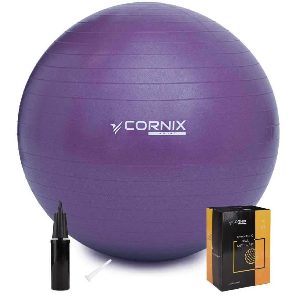 М'яч для фітнесу (фітбол) Cornix XR-0027 Violet 75 см, Anti-Burst 