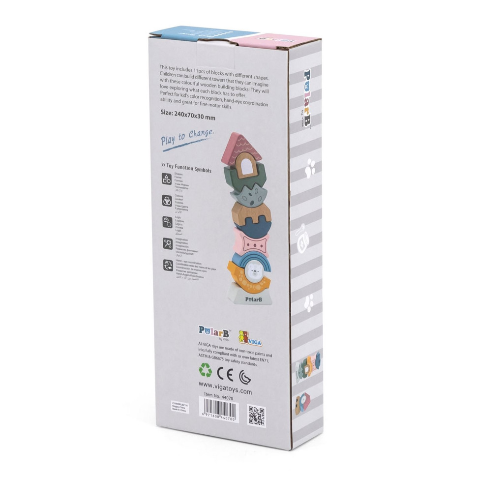 Дерев'яна пірамідка Башточка Viga Toys PolarB 44070 балансир