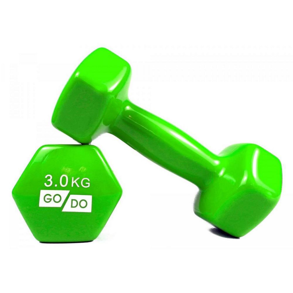 Гантели для фитнеса с виниловым покрытием GoDo GD-3.0GR 6 кг (пара)