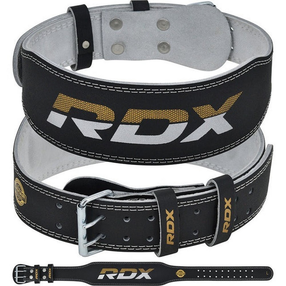 Пояс для тяжелой атлетики 4 RDX Inc Limited WBS-4RB-XL, кожаный, Black Gold, XL