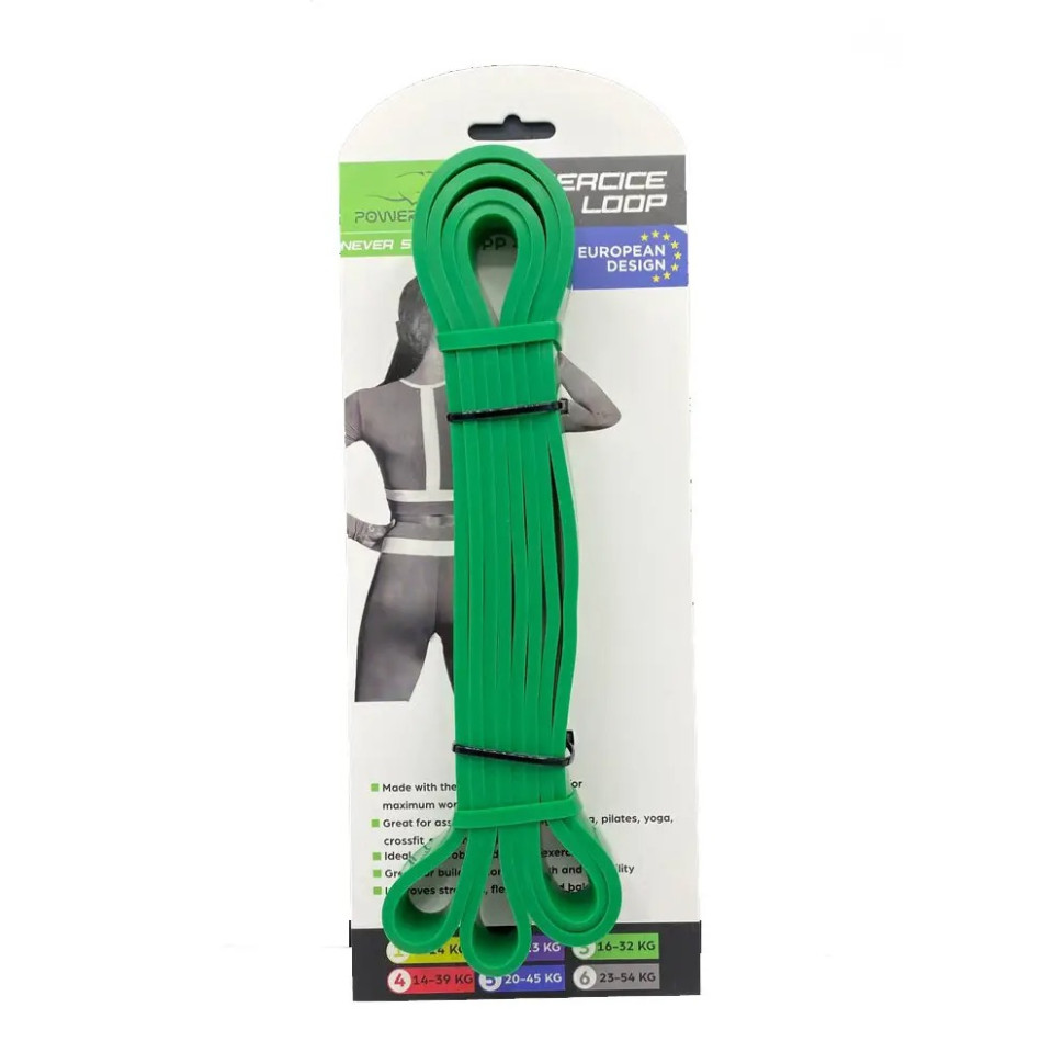 Резина для тренировок PowerPlay PP_4115_Green_(16-32kg), Зеленая