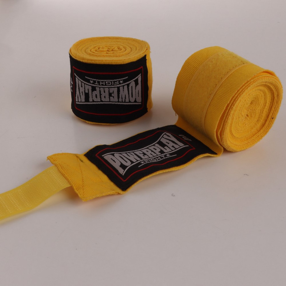 Бинти для боксу 3046 Nylon PowerPlay PP_3046_4.5m_Yellow, розмір 4,5 метрів