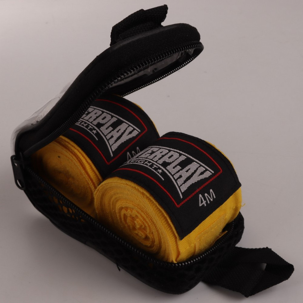 Бинти для боксу 3046 Nylon PowerPlay PP_3046_4.5m_Yellow, розмір 4,5 метрів