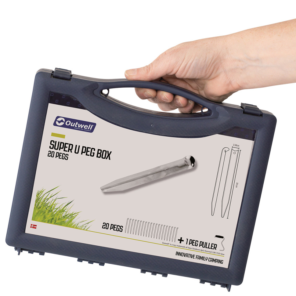 Кілочки Super U Peg Box Outwell 928777, 24 см 20 шт. Silver (650779)
