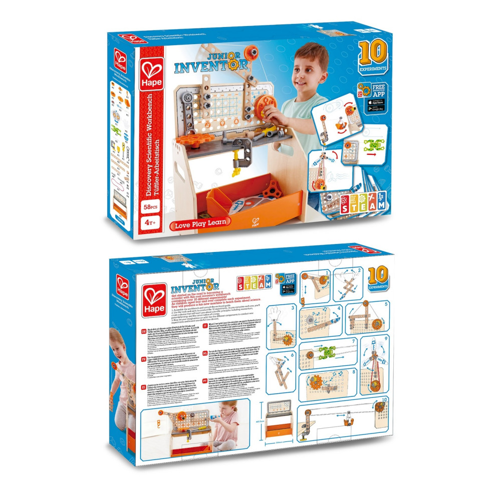 Конструктор Junior Inventor Науковий верстак Hape E3028 настільний, 58 деталей
