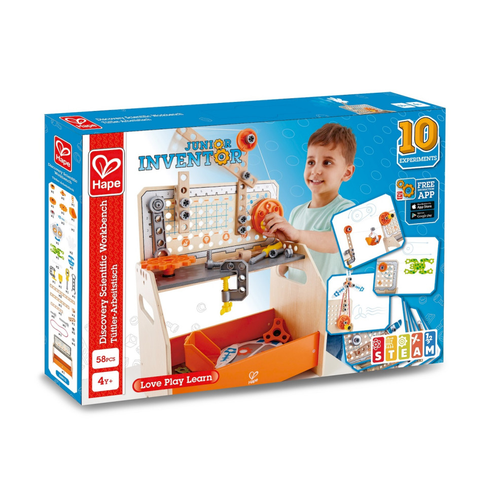 Конструктор Junior Inventor Науковий верстак Hape E3028 настільний, 58 деталей