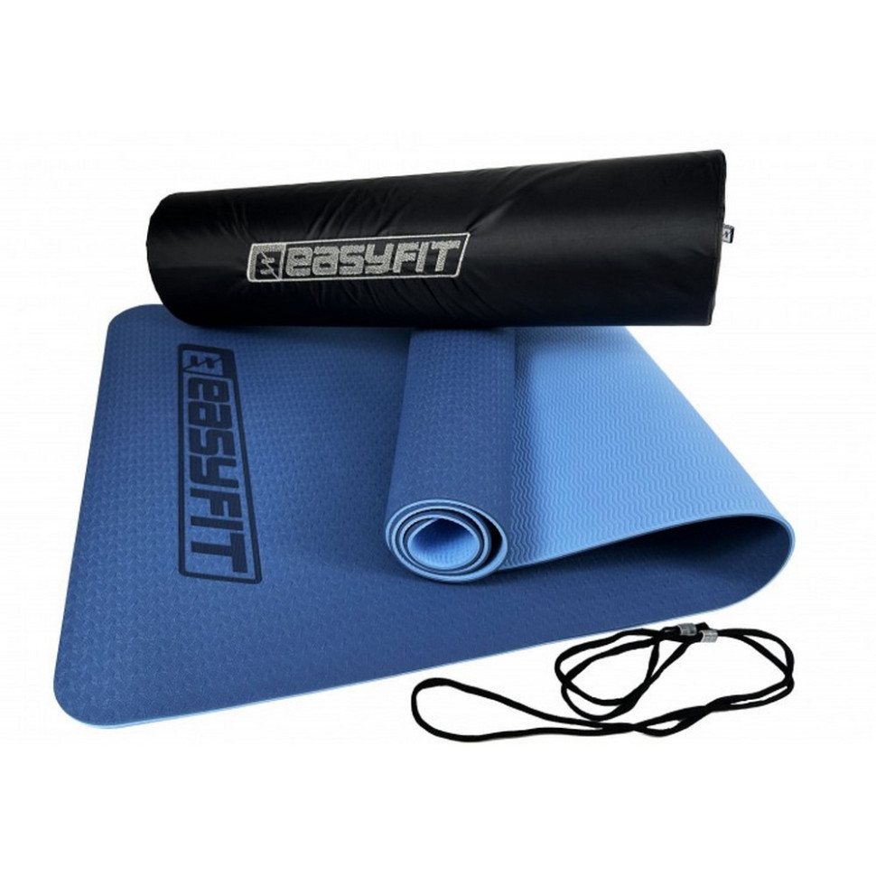 Килимок для йоги та фітнесу EasyFit EF-1924s-BLB 6 мм, двошаровий 