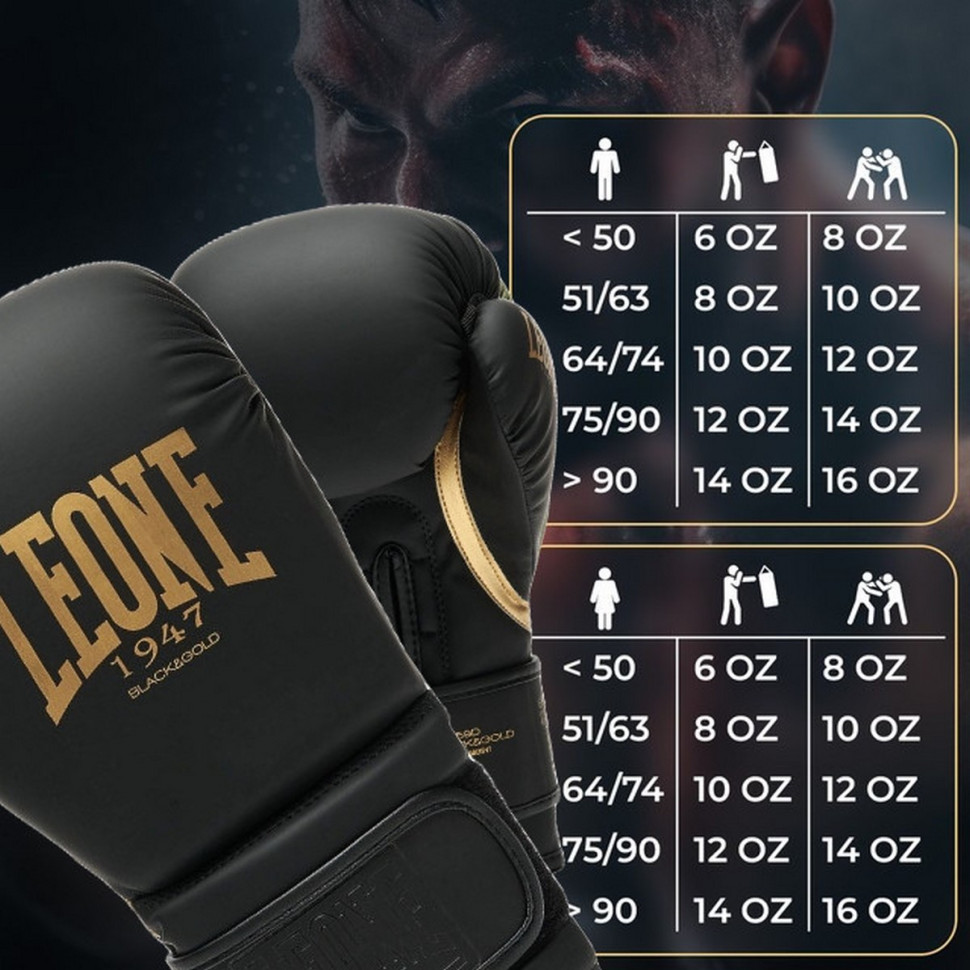 Боксерські рукавиці GN059D Leone GN059D_Bl/Gold_12oz 12 унцій (капа в комплекті)