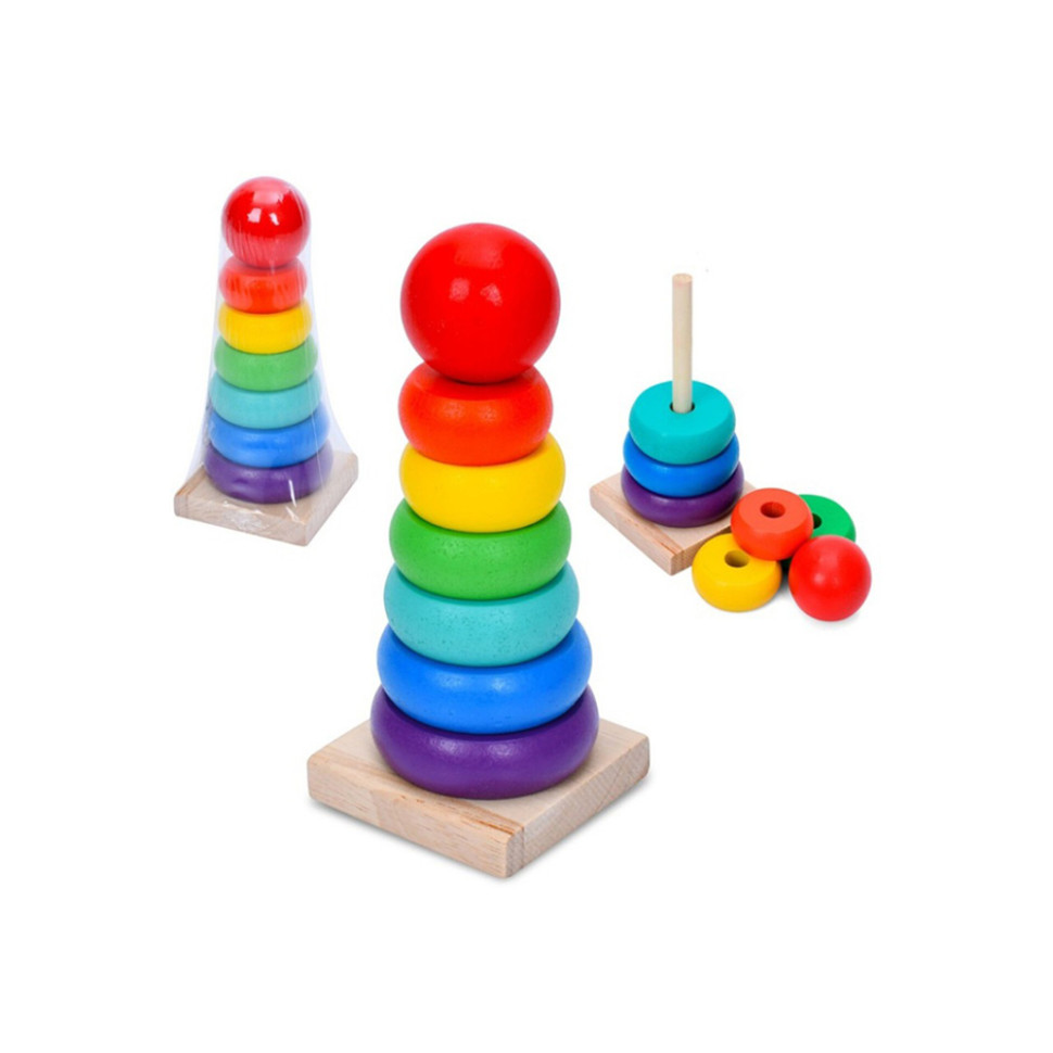 Деревянная игрушка пирамидка Bambi MD 0819P 6 колец