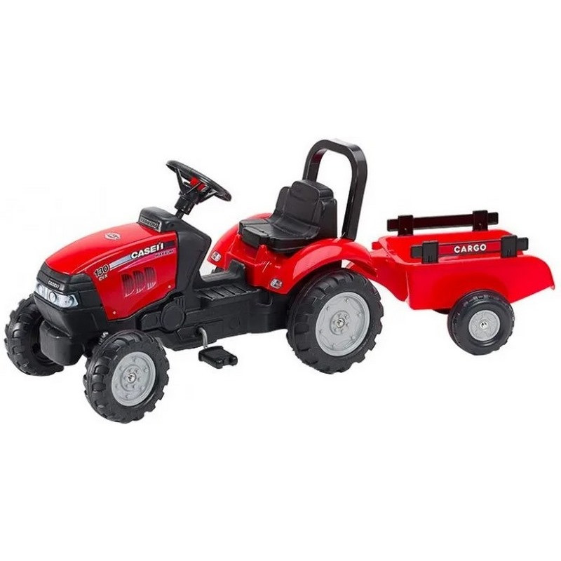 Детский трактор на педалях Falk 961B CASE IH с прицепом