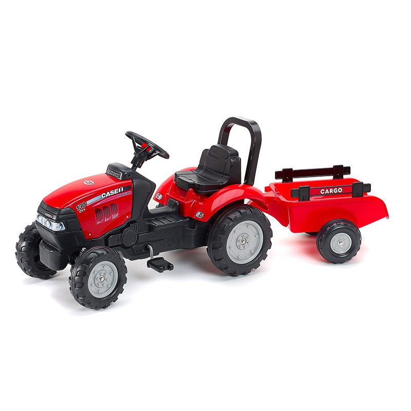 Детский трактор на педалях Falk 961B CASE IH с прицепом