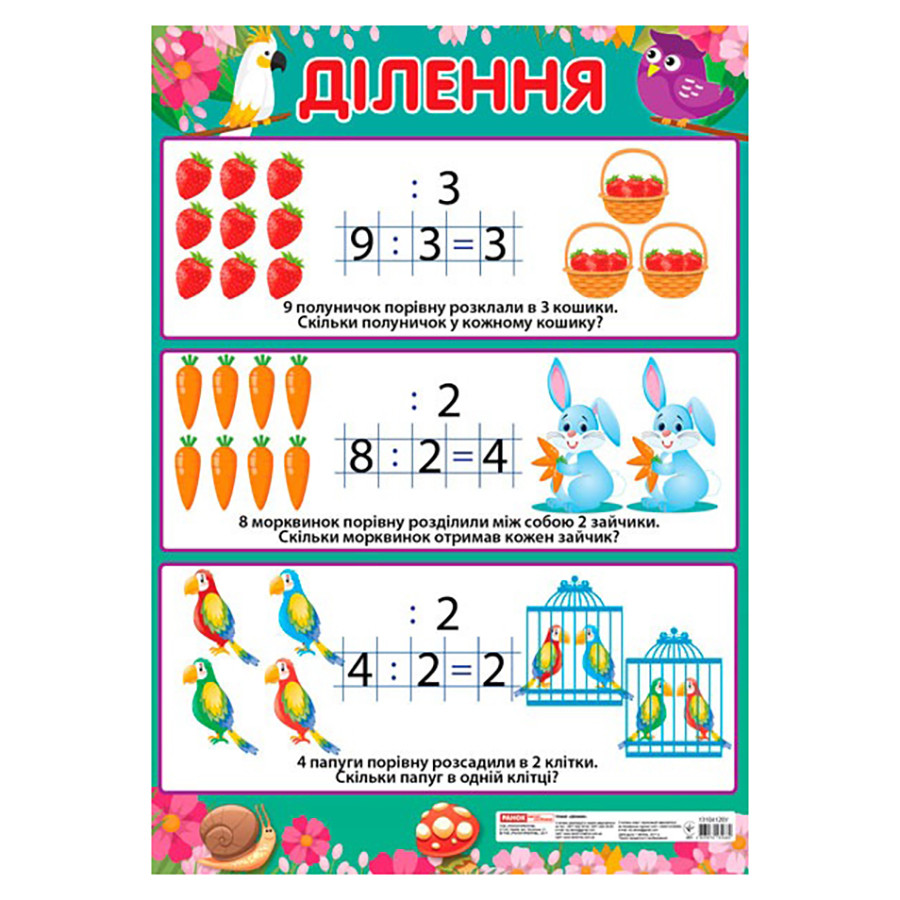 Учебный плакат Деление начальная школа Ранок 13104123 формат 50 х 70 см