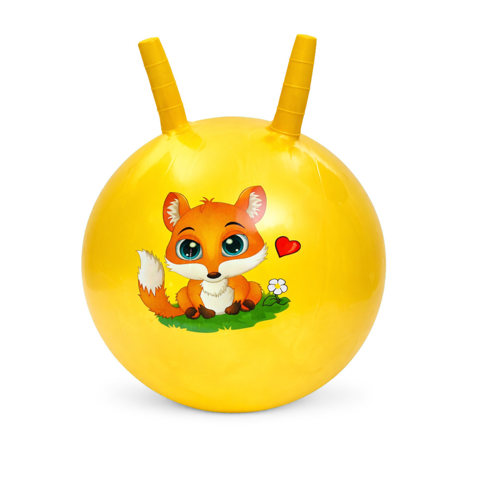 Детский мяч для фитнеса Зверюшка Bambi MS 4284(Yellow) с рожками, 45 см, 320 г