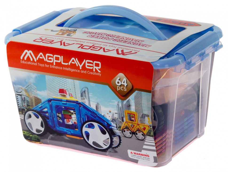 Конструктор Magplayer магнитный набор 64 эл. MPT-64