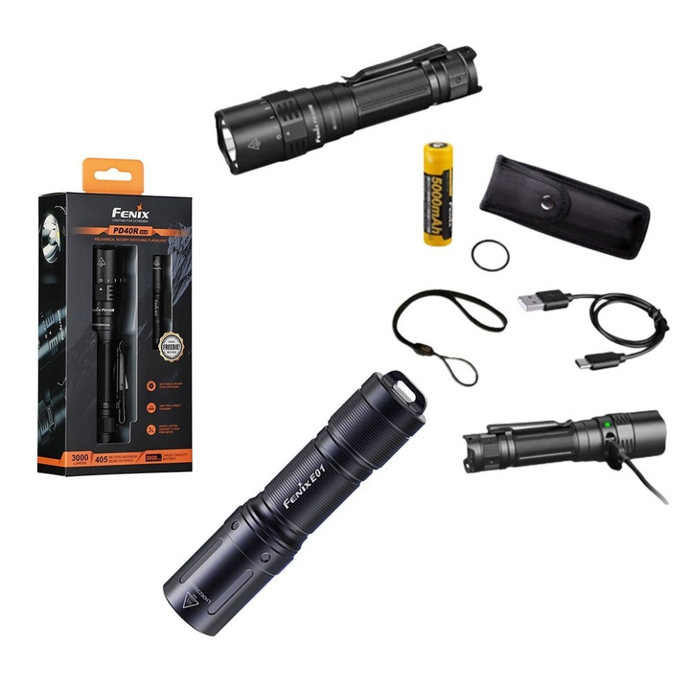 Ліхтар ручний PD40R V2.0 + подарунок Ліхтар ручний E01 V2.0 Fenix PD40RV20E01V20