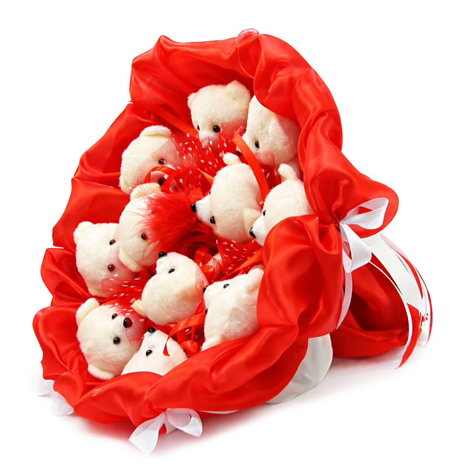 Букет из игрушек Мишки 11 красный 5281IT