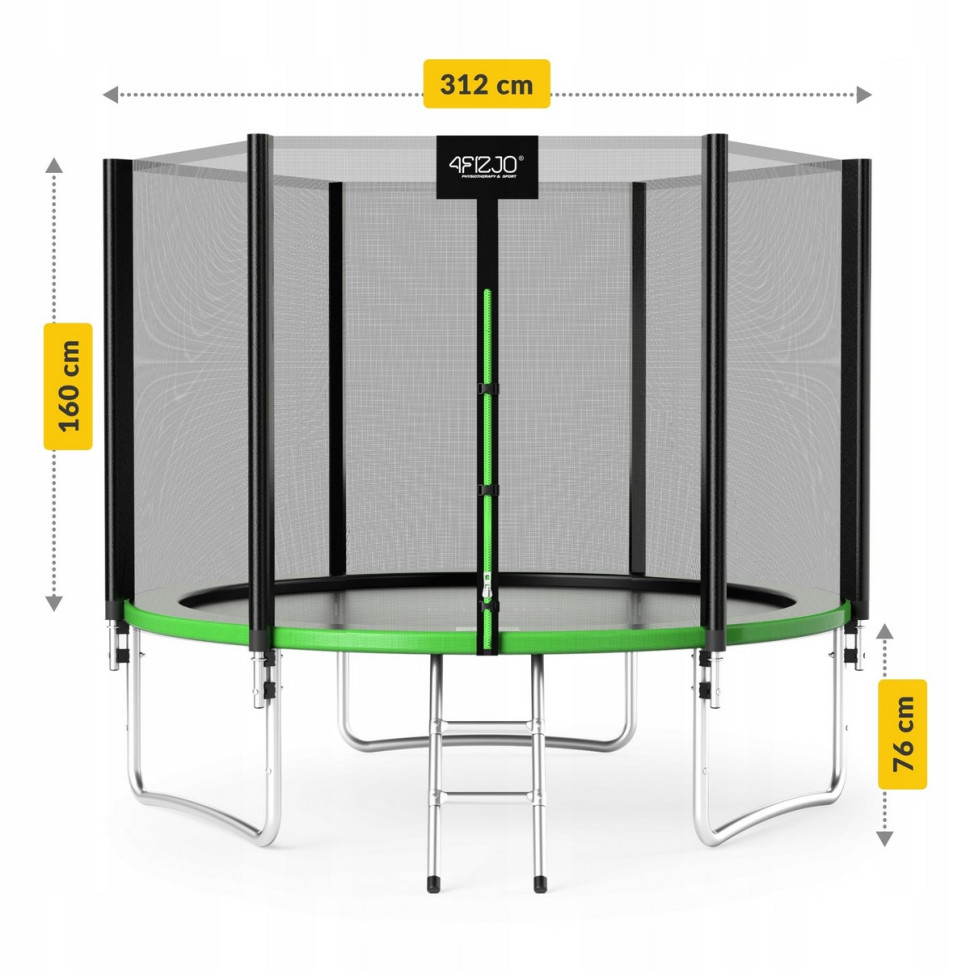 Батут з внутрішньою сіткою Classic 4FIZJO P-5907739314130 Black/Green 10FT 312 см