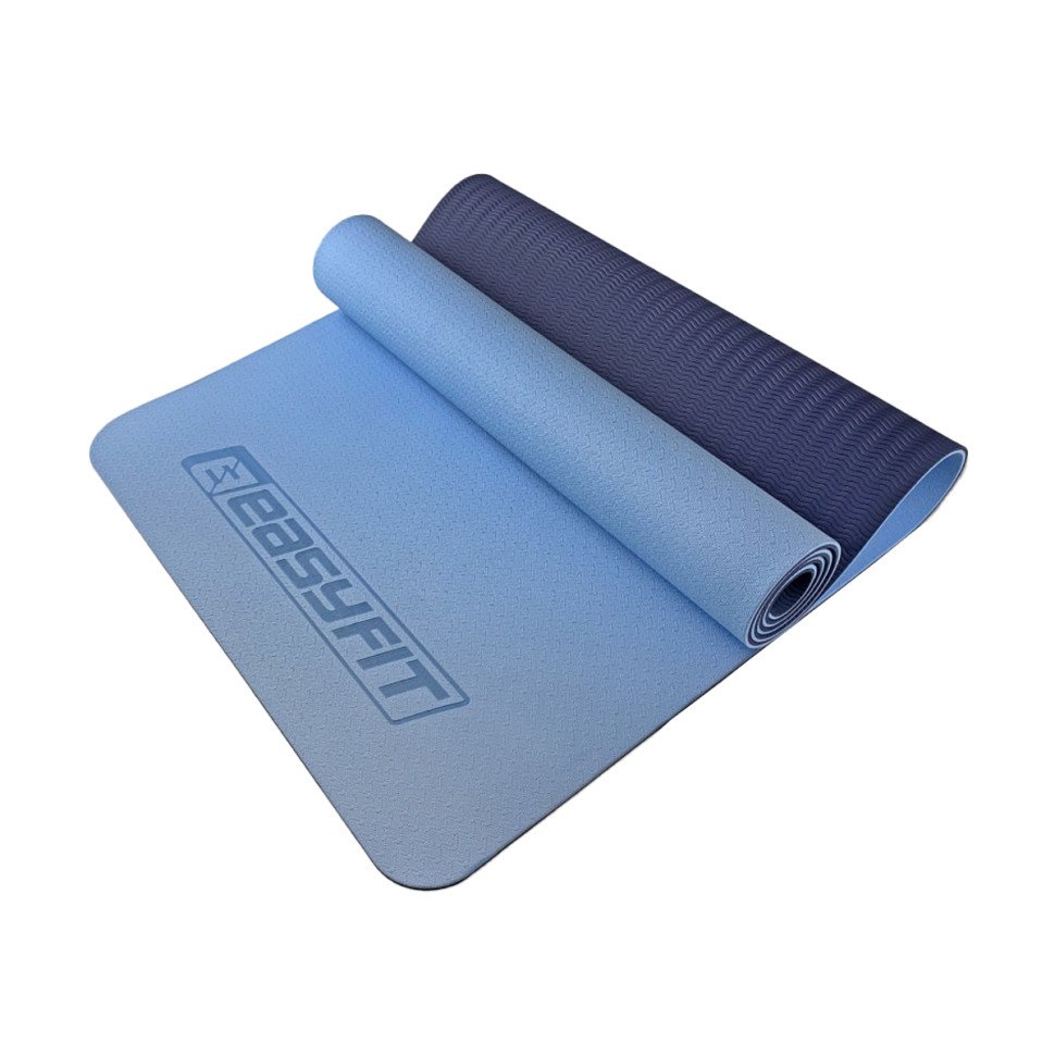Килимок для йоги та фітнесу двошаровий EasyFit EF-1924-LBBL 6 мм, блакитно-синій