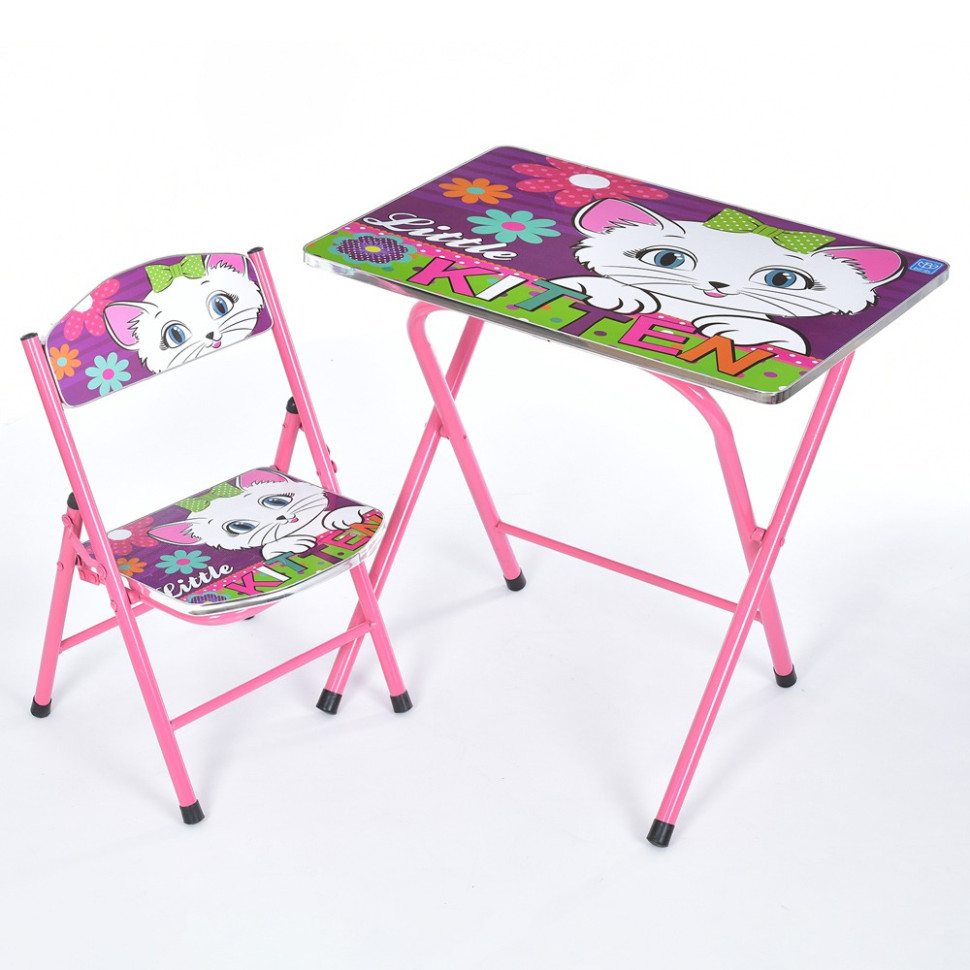 Детский Столик Bambi M 19-KITTEN, складной, столешница 60 х 40 см, 1 стульчик
