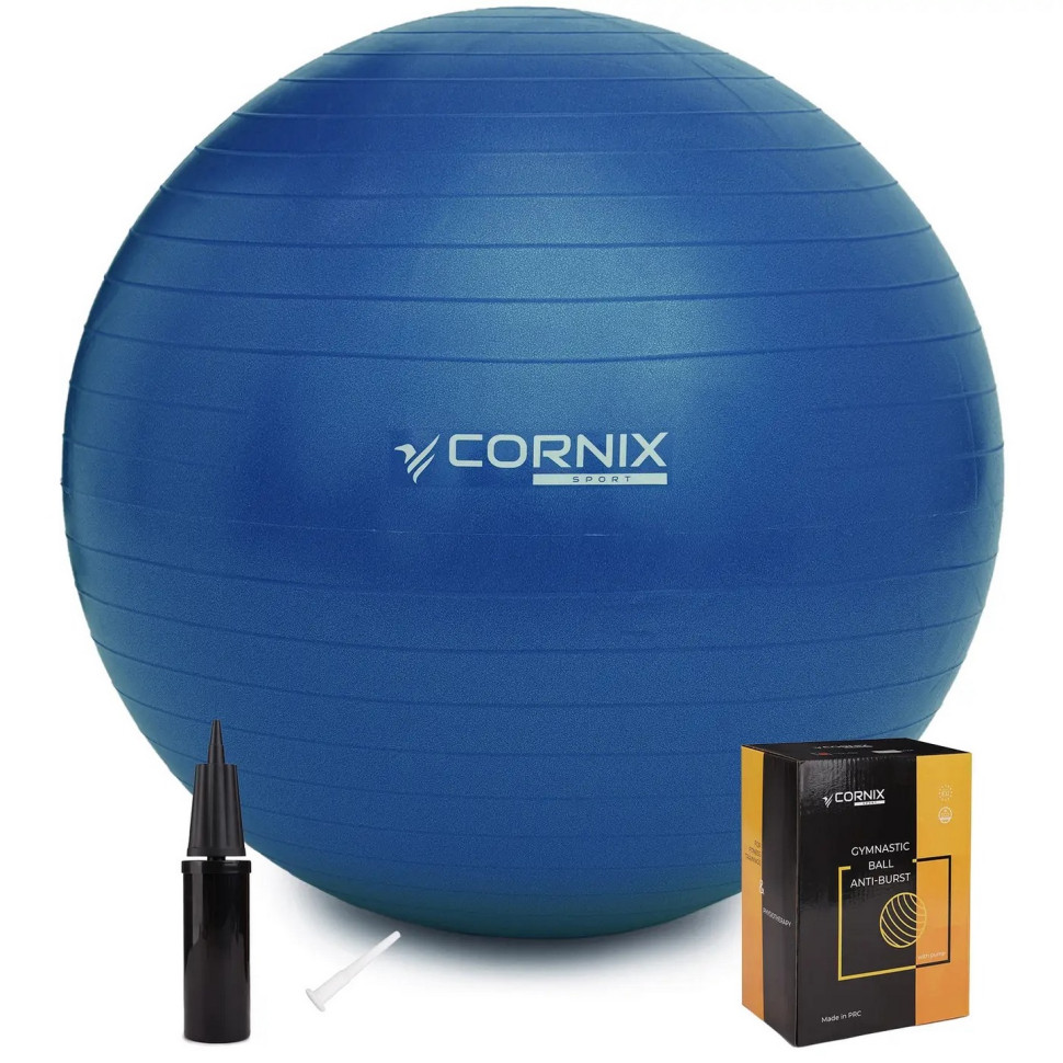 М'яч для фітнесу (фітбол) Cornix XR-0249 Blue 85 см, Anti-Burst