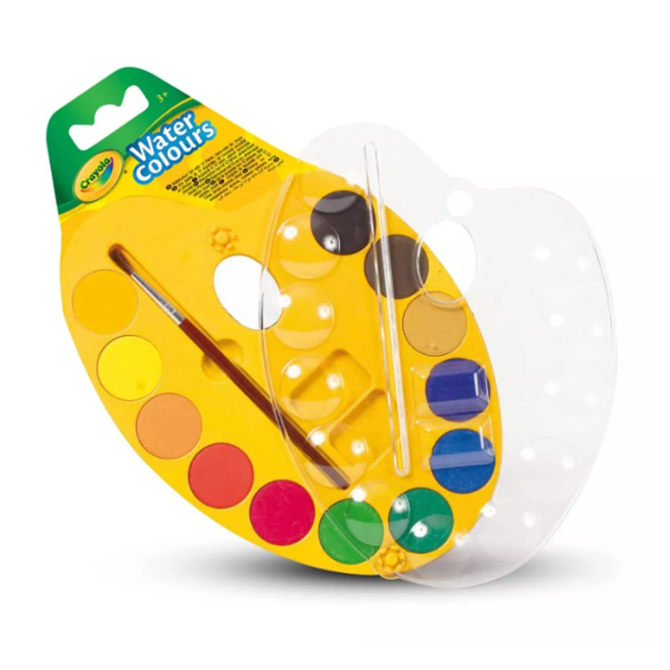 Палитра акварельных красок Crayola 53-8434, 12 цветов с кисточкой