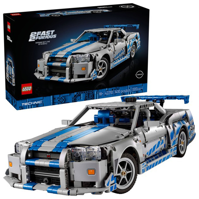 Конструктор Technic Двойной форсаж Автомобиль Nissan Skyline GT-R (R34) LEGO 42210, 1410 деталей