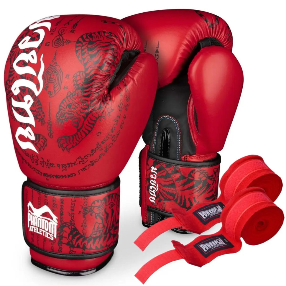 Боксерские перчатки Muay Thai Phantom PHBG2505-14 Red 14 унций (бинты в подарок)