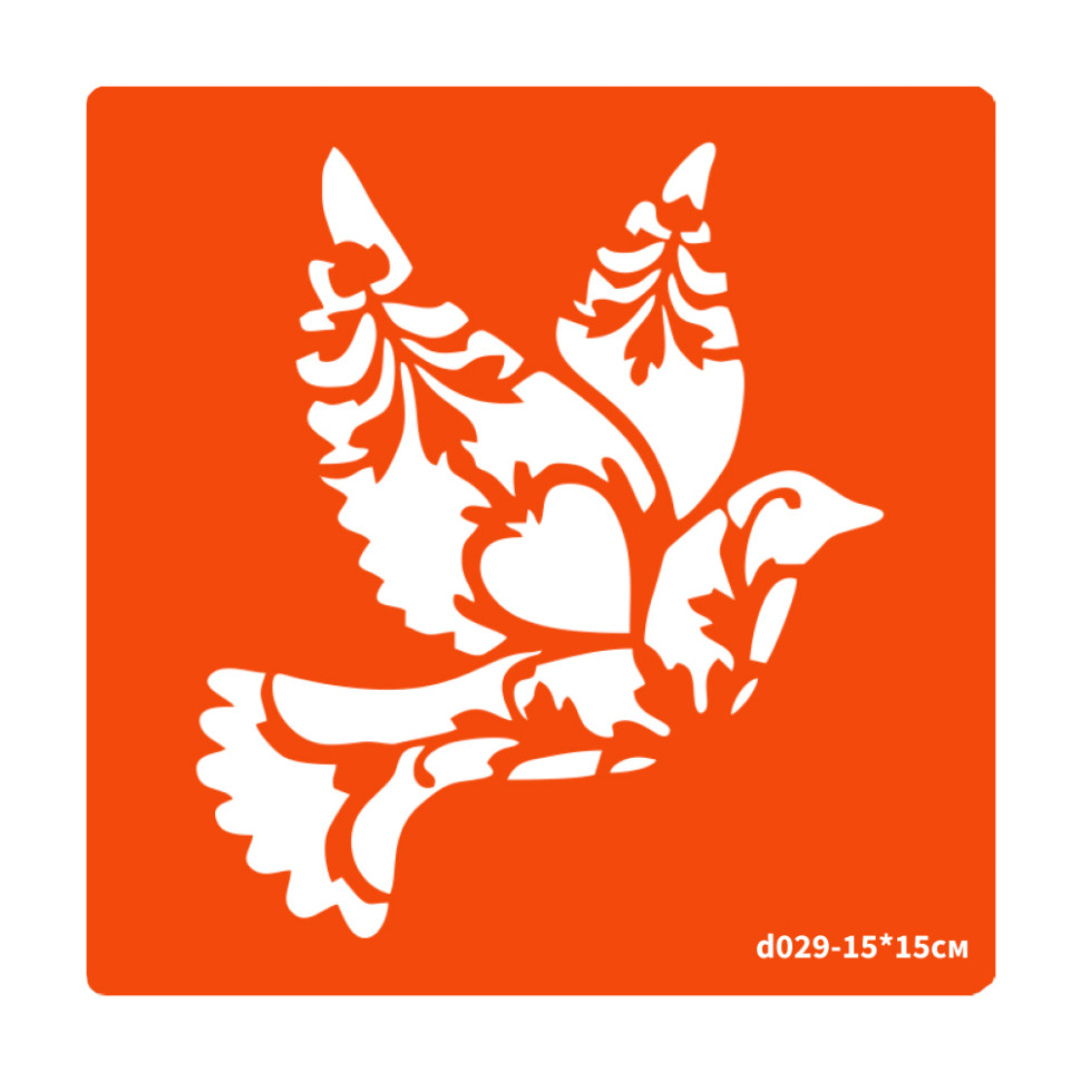 Трафарет для біо-тату Пташка Fresh Tattoo d029-15*15см, розмір 15х15см