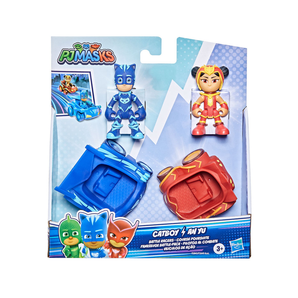 Игровой набор Кэтбой против Ан Ю PJ MASKS F2843, 2 фигурки, 2 машинки