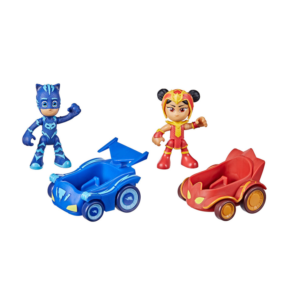 Игровой набор Кэтбой против Ан Ю PJ MASKS F2843, 2 фигурки, 2 машинки