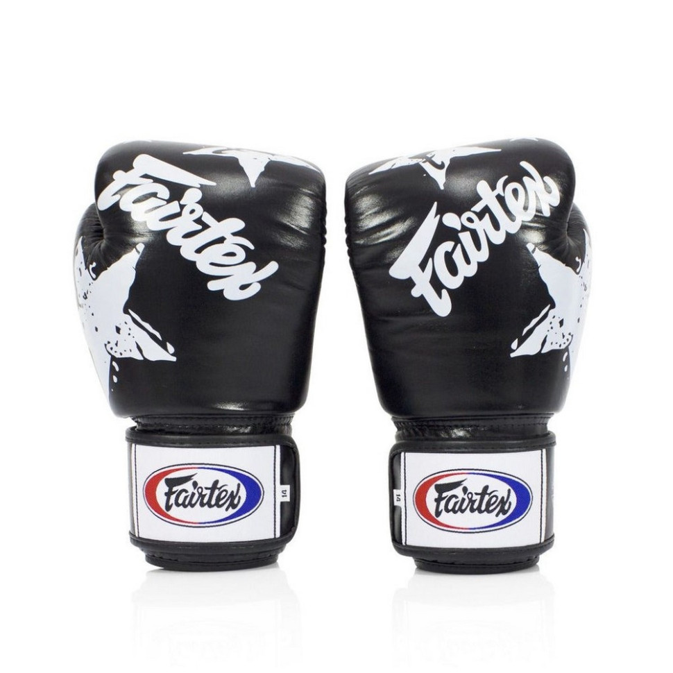 Боксерские перчатки BGV1 Nation Print Fairtex BGV1_Print_12oz_Black 12 унций (бинты в комплекте)