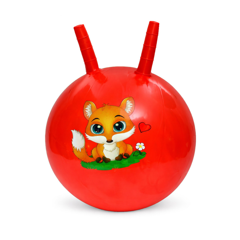 Детский мяч для фитнеса Зверюшка Bambi MS 4284(Red) с рожками, 45 см, 320 г