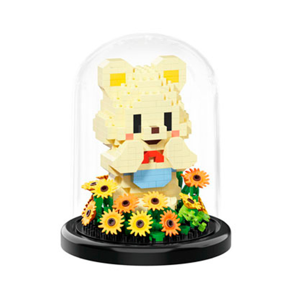 Детский Конструктор Медвежонок с цветами Bambi 7246 в колбе, 443 детали