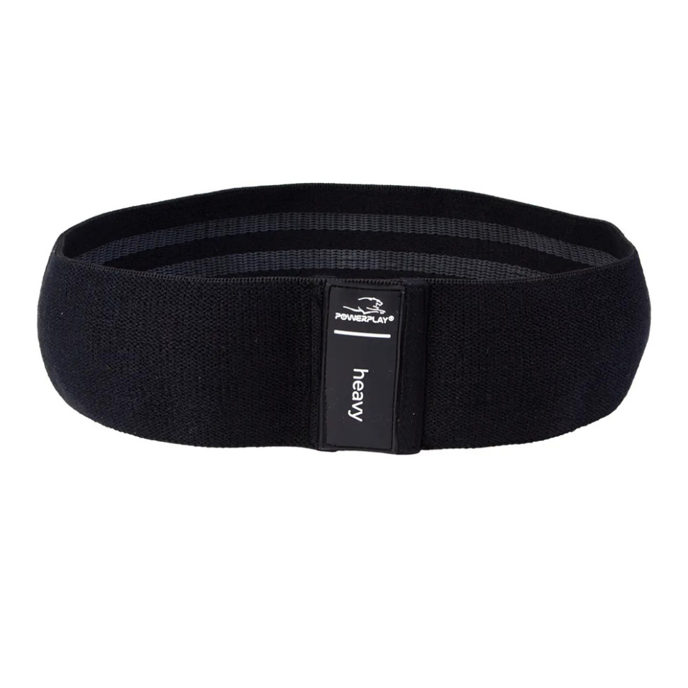 Резинка для фитнеса тканевая PowerPlay PP_4111_Black_L, 84cm, черный