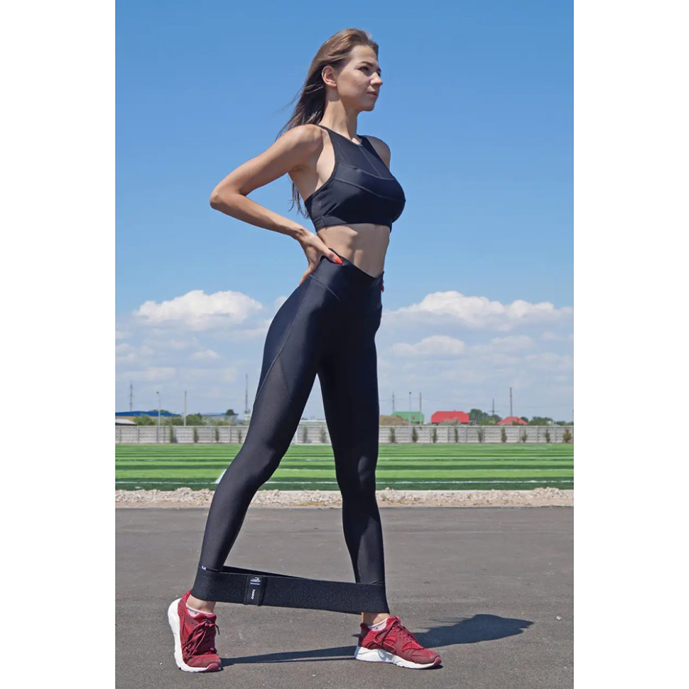 Резинка для фитнеса тканевая PowerPlay PP_4111_Black_L, 84cm, черный