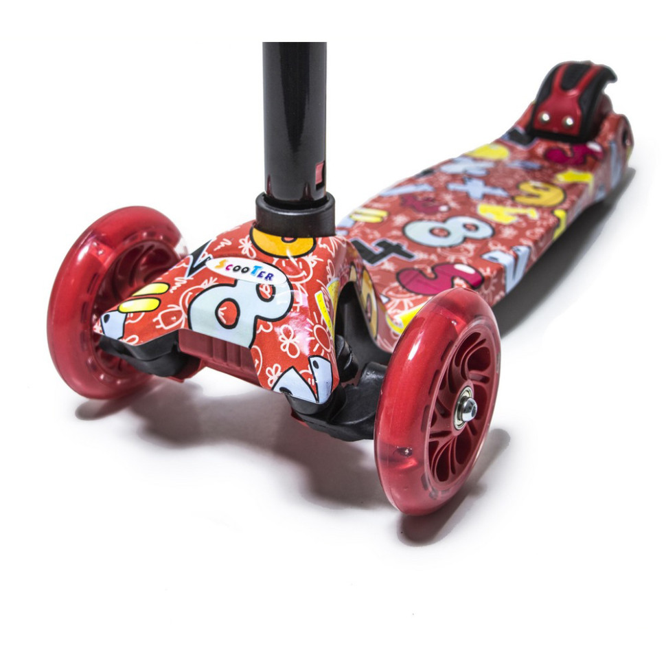 Дитячий самокат 3-х колісний MAXI Цифри Bambi 213563973 колеса зі світлом