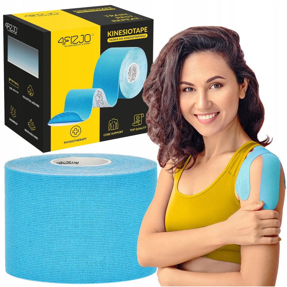 Стрічка кінезіологічна (кінезіо тейп) 4FIZJO 4FJ0538 Sky Blue 5 см 5 м