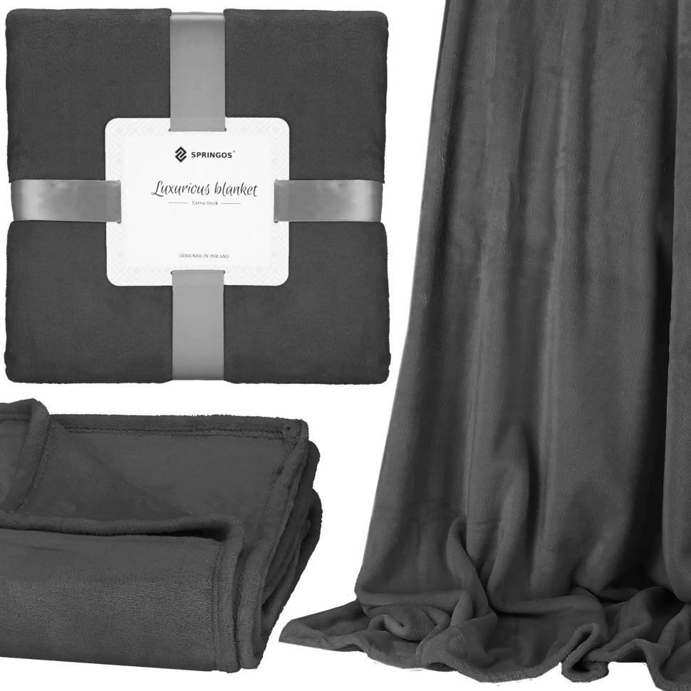Плед-покрывало Luxurious Blanket Springos HA7197 темно-серый 150x200 см