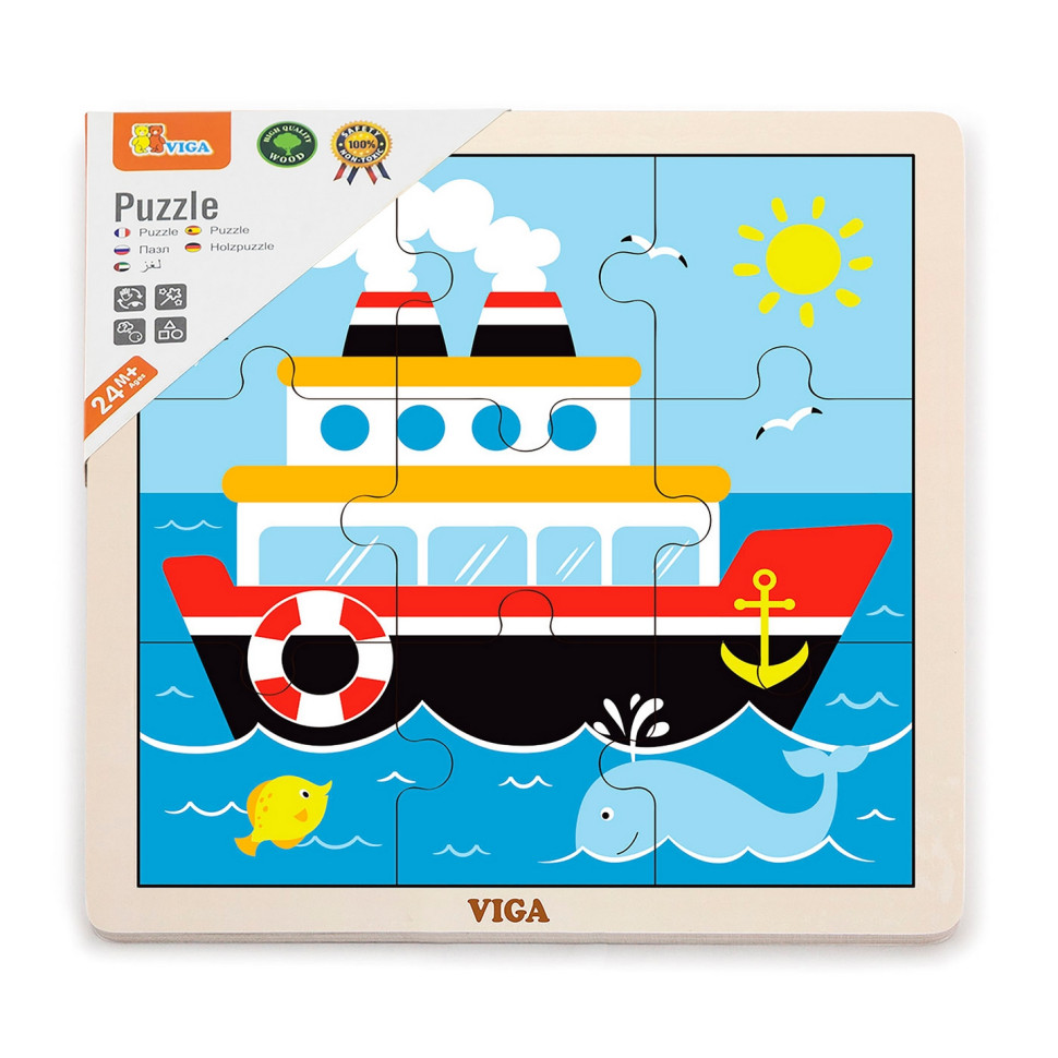 Деревянный пазл Кораблик Viga Toys 51445, 9 элементов