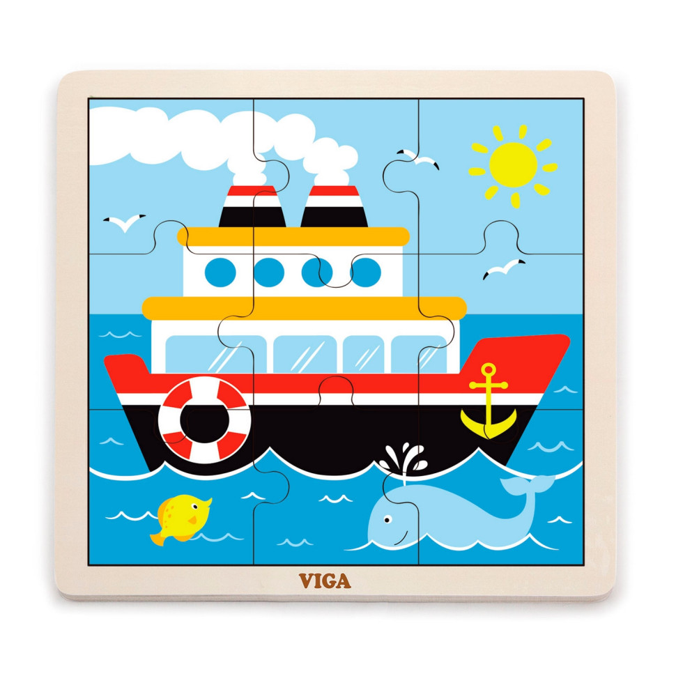 Деревянный пазл Кораблик Viga Toys 51445, 9 элементов
