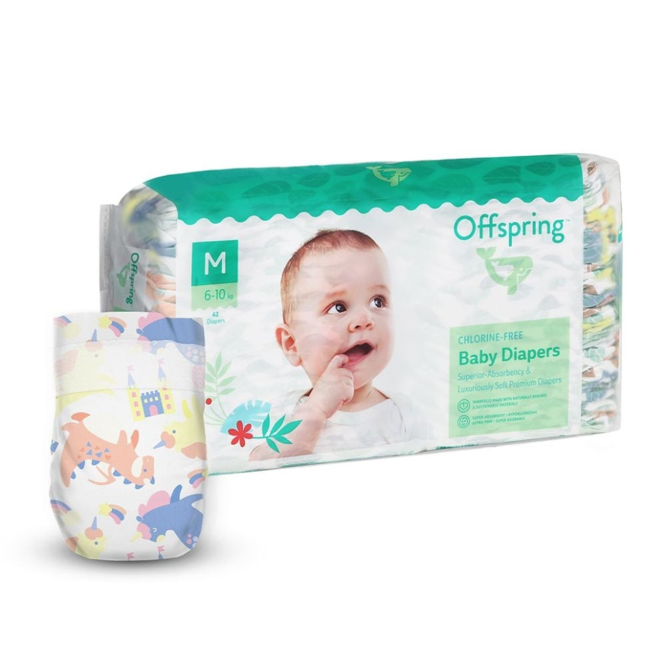 Підгузки для дітей 6-10 кг Offspring DP-OI-FAT-M42P-FRT розмір M 42 штук