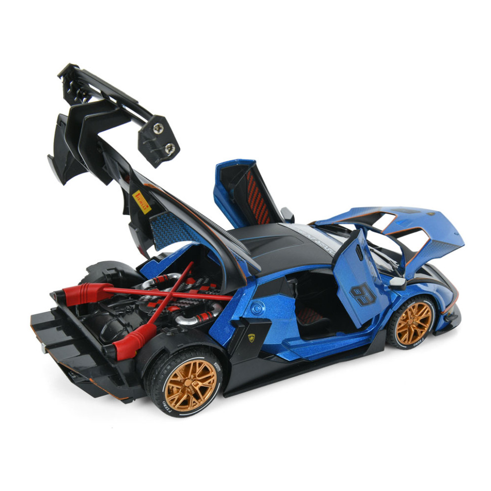 Дитяча інерційна машинка Автосвіт AP-2036(Blue) двері відчиняються, світло та звук, 1:24, 23 см